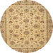 Round Abstract Cinnamon Brown Oriental Rug, abs3029