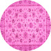 Round Machine Washable Oriental Pink Traditional Rug, wshabs3029pnk