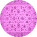 Round Machine Washable Oriental Purple Traditional Area Rugs, wshabs3029pur