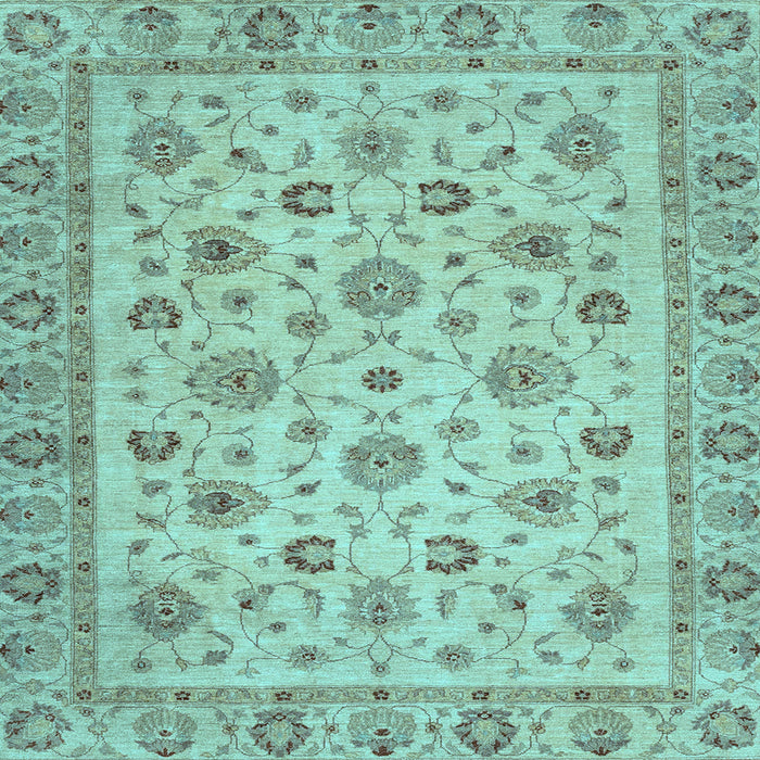 Square Machine Washable Oriental Light Blue Traditional Rug, wshabs3029lblu