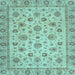 Square Machine Washable Oriental Light Blue Traditional Rug, wshabs3029lblu