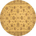 Round Oriental Brown Traditional Rug, abs3029brn