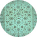 Round Oriental Light Blue Traditional Rug, abs3029lblu