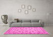 Machine Washable Oriental Pink Traditional Rug in a Living Room, wshabs3029pnk