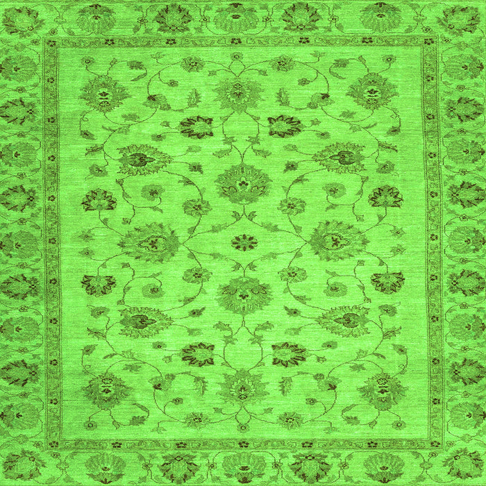 Square Machine Washable Oriental Green Traditional Area Rugs, wshabs3029grn