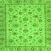 Square Machine Washable Oriental Green Traditional Area Rugs, wshabs3029grn