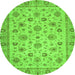 Round Oriental Green Traditional Rug, abs3029grn