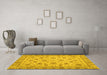 Machine Washable Oriental Yellow Traditional Rug in a Living Room, wshabs3029yw