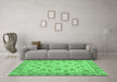 Machine Washable Oriental Emerald Green Traditional Area Rugs in a Living Room,, wshabs3029emgrn