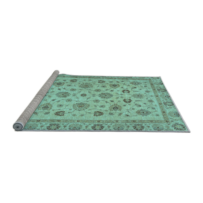 Sideview of Machine Washable Oriental Light Blue Traditional Rug, wshabs3029lblu