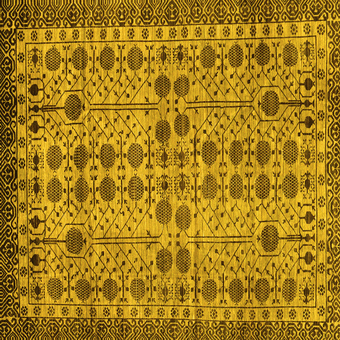 Square Machine Washable Southwestern Yellow Country Rug, wshabs302yw