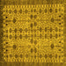 Square Machine Washable Southwestern Yellow Country Rug, wshabs302yw