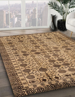 Abstract Saddle Brown Southwestern Rug in Family Room, abs302