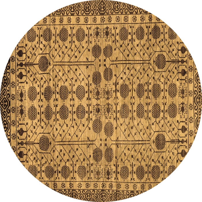 Round Machine Washable Southwestern Brown Country Rug, wshabs302brn