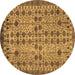 Round Machine Washable Southwestern Brown Country Rug, wshabs302brn