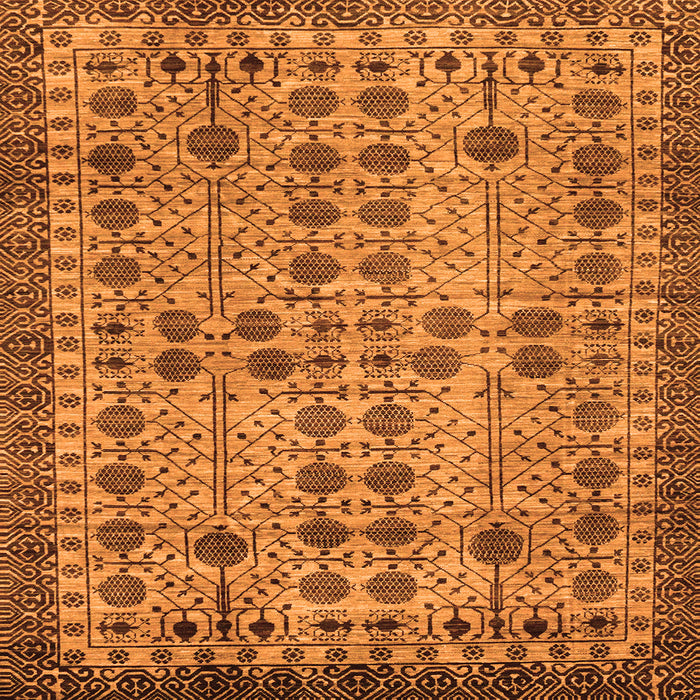 Square Machine Washable Southwestern Orange Country Area Rugs, wshabs302org