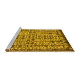 Sideview of Machine Washable Southwestern Yellow Country Rug, wshabs302yw
