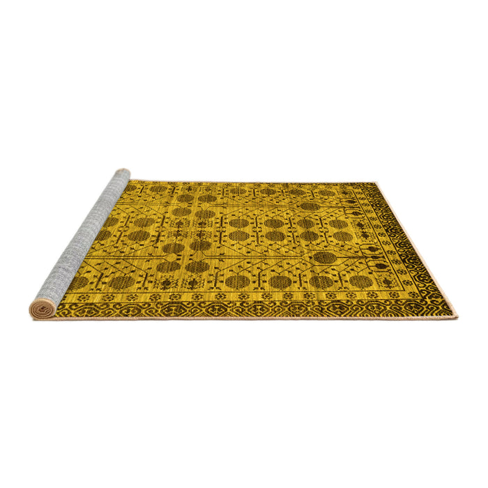 Sideview of Machine Washable Southwestern Yellow Country Rug, wshabs302yw