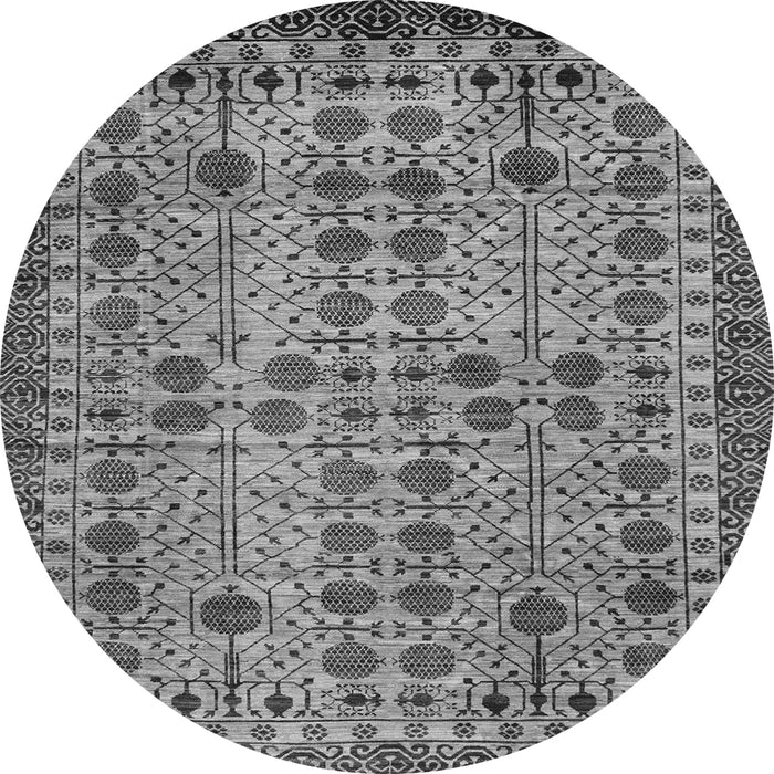 Round Machine Washable Southwestern Gray Country Rug, wshabs302gry