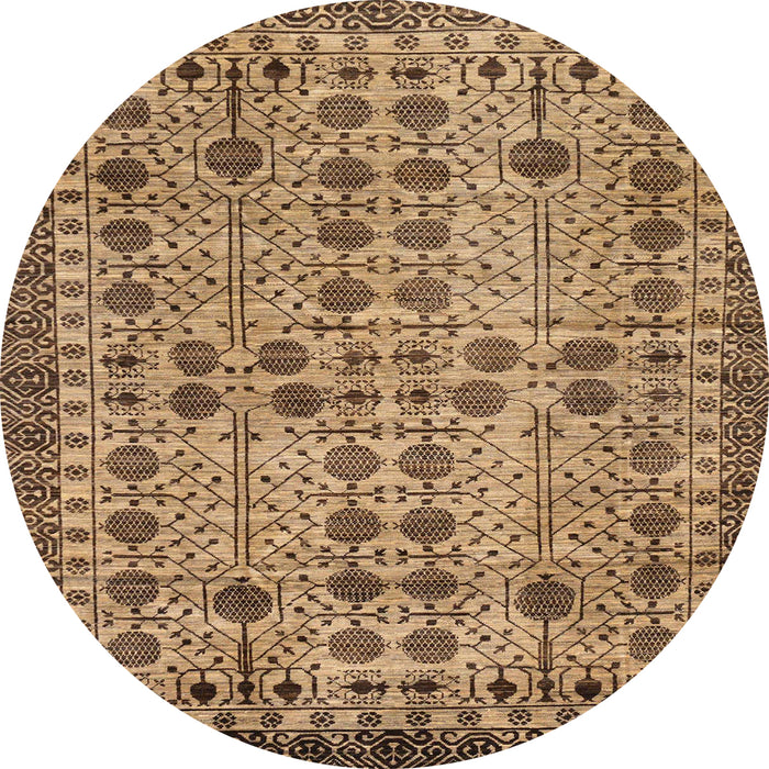 Round Abstract Saddle Brown Southwestern Rug, abs302