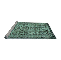 Sideview of Machine Washable Southwestern Light Blue Country Rug, wshabs302lblu