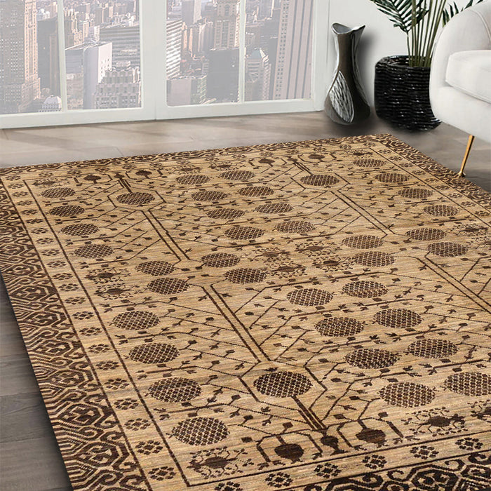 Abstract Saddle Brown Southwestern Rug in Family Room, abs302