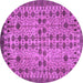 Round Machine Washable Southwestern Purple Country Area Rugs, wshabs302pur