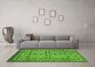 Machine Washable Southwestern Green Country Area Rugs in a Living Room,, wshabs302grn