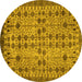 Round Southwestern Yellow Country Rug, abs302yw