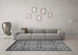 Machine Washable Southwestern Gray Country Rug in a Living Room,, wshabs302gry