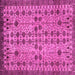 Square Machine Washable Southwestern Pink Country Rug, wshabs302pnk