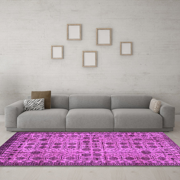 Machine Washable Southwestern Purple Country Area Rugs in a Living Room, wshabs302pur