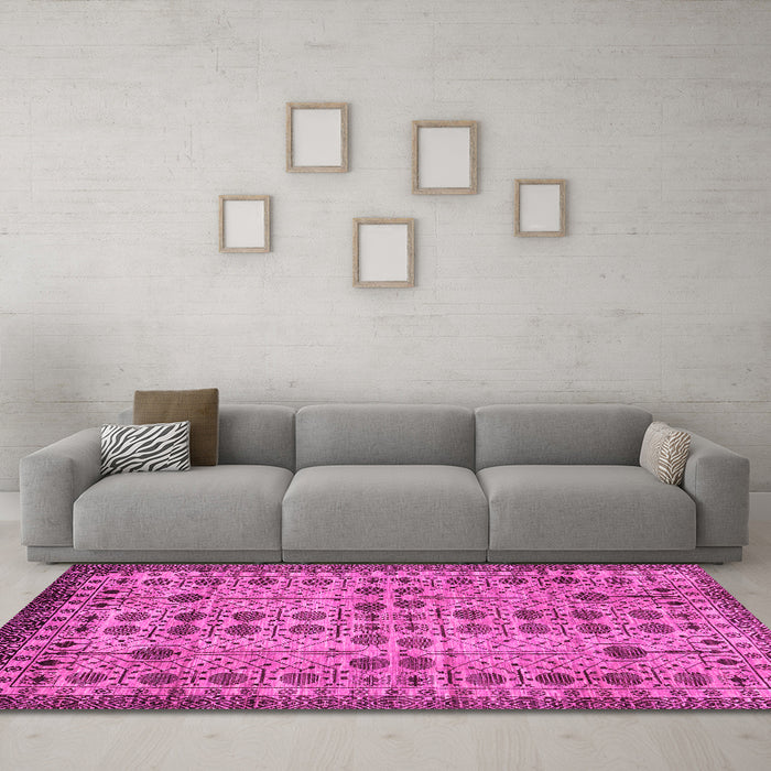 Machine Washable Southwestern Pink Country Rug in a Living Room, wshabs302pnk