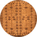 Round Machine Washable Southwestern Orange Country Area Rugs, wshabs302org