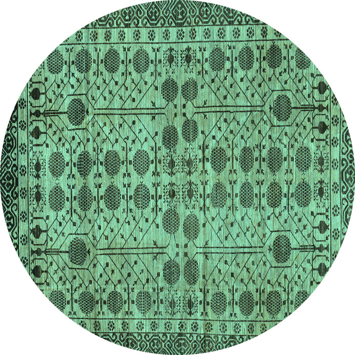 Round Southwestern Turquoise Country Rug, abs302turq