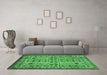 Machine Washable Southwestern Emerald Green Country Area Rugs in a Living Room,, wshabs302emgrn