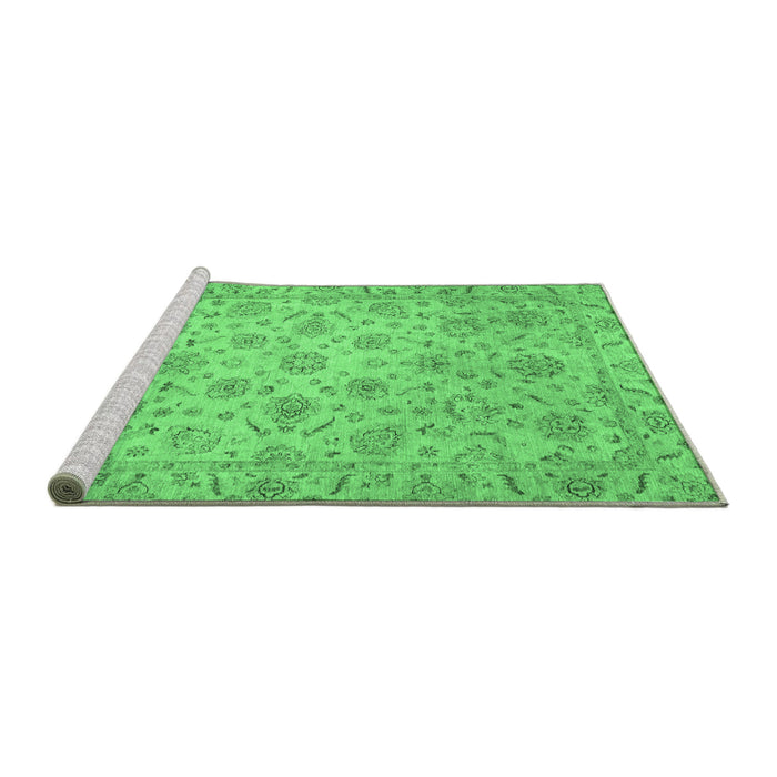 Sideview of Machine Washable Abstract Emerald Green Modern Area Rugs, wshabs3030emgrn