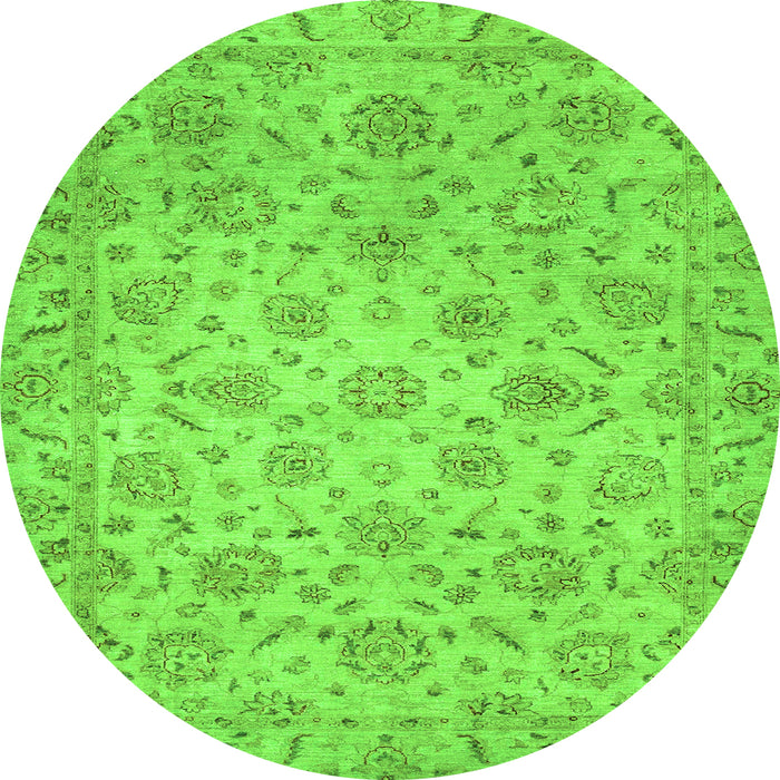 Round Machine Washable Abstract Green Modern Area Rugs, wshabs3030grn