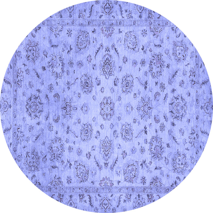Round Machine Washable Abstract Blue Modern Rug, wshabs3030blu