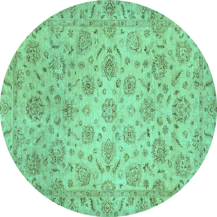 Round Machine Washable Abstract Turquoise Modern Area Rugs, wshabs3030turq
