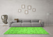 Machine Washable Abstract Green Modern Area Rugs in a Living Room,, wshabs3030grn