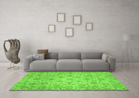 Machine Washable Abstract Green Modern Rug, wshabs3030grn