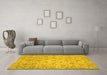 Machine Washable Abstract Yellow Modern Rug in a Living Room, wshabs3030yw