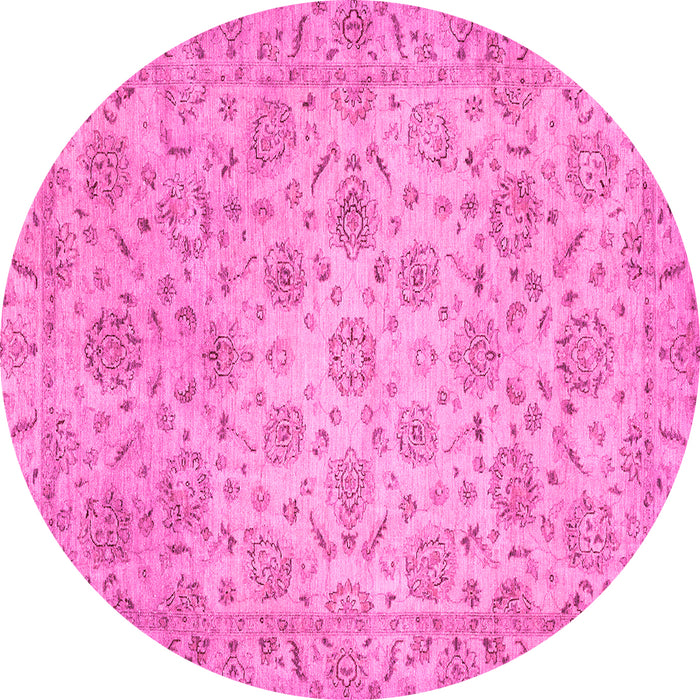 Round Machine Washable Abstract Pink Modern Rug, wshabs3030pnk