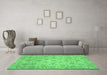 Machine Washable Abstract Emerald Green Modern Area Rugs in a Living Room,, wshabs3030emgrn