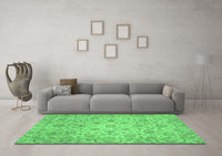 Machine Washable Abstract Emerald Green Modern Rug, wshabs3030emgrn