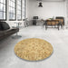 Round Machine Washable Abstract Caramel Brown Rug in a Office, wshabs3030