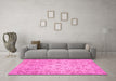 Machine Washable Abstract Pink Modern Rug in a Living Room, wshabs3030pnk