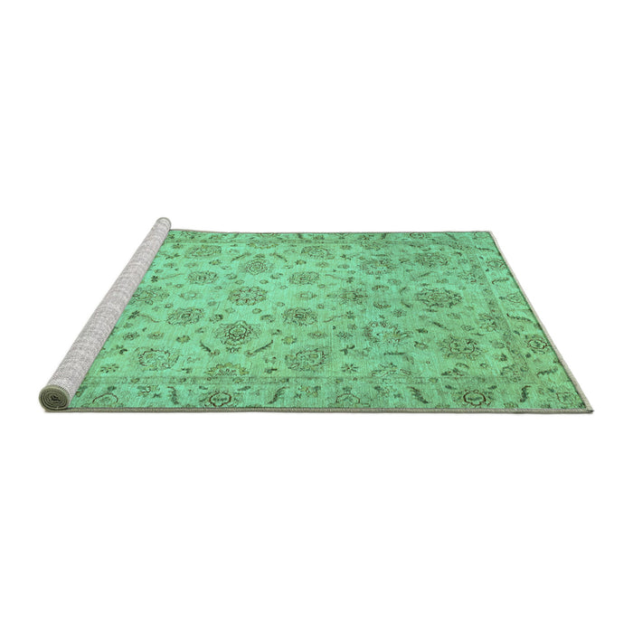 Sideview of Machine Washable Abstract Turquoise Modern Area Rugs, wshabs3030turq