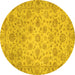 Round Abstract Yellow Modern Rug, abs3030yw